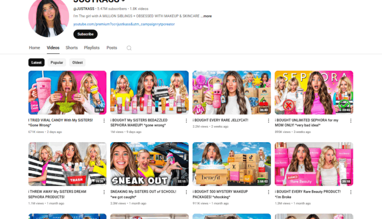 JUSTKASS YT homepage