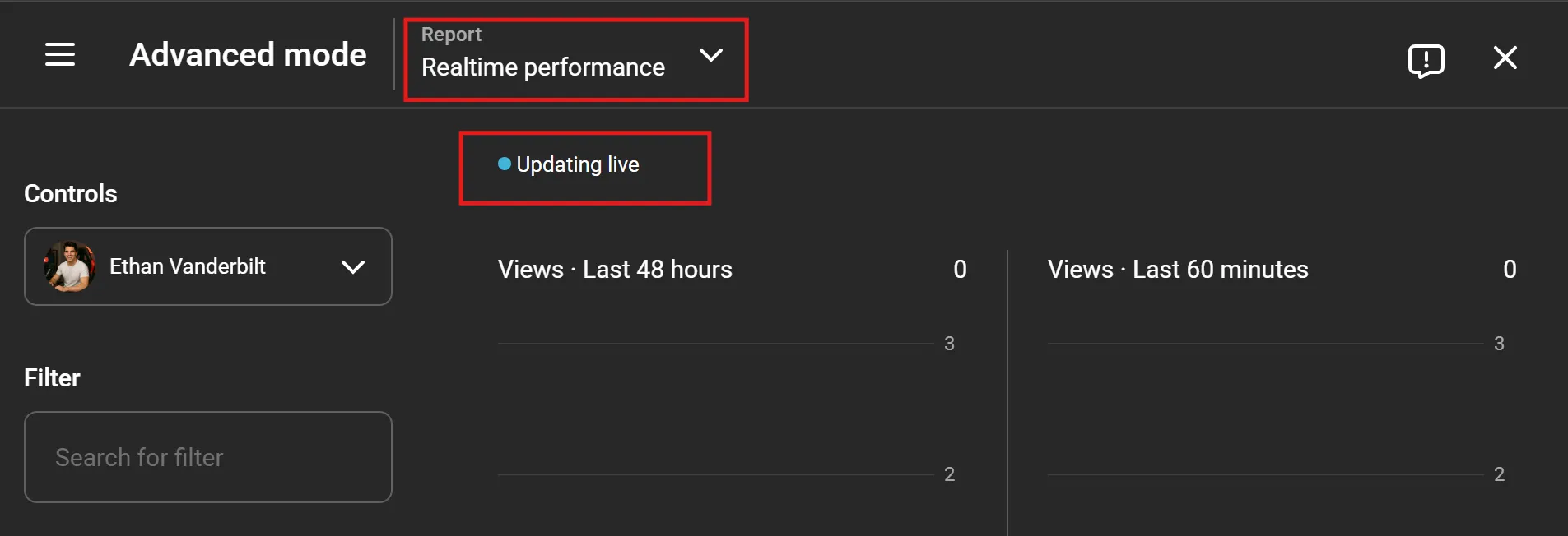 YouTube analytics real time performance