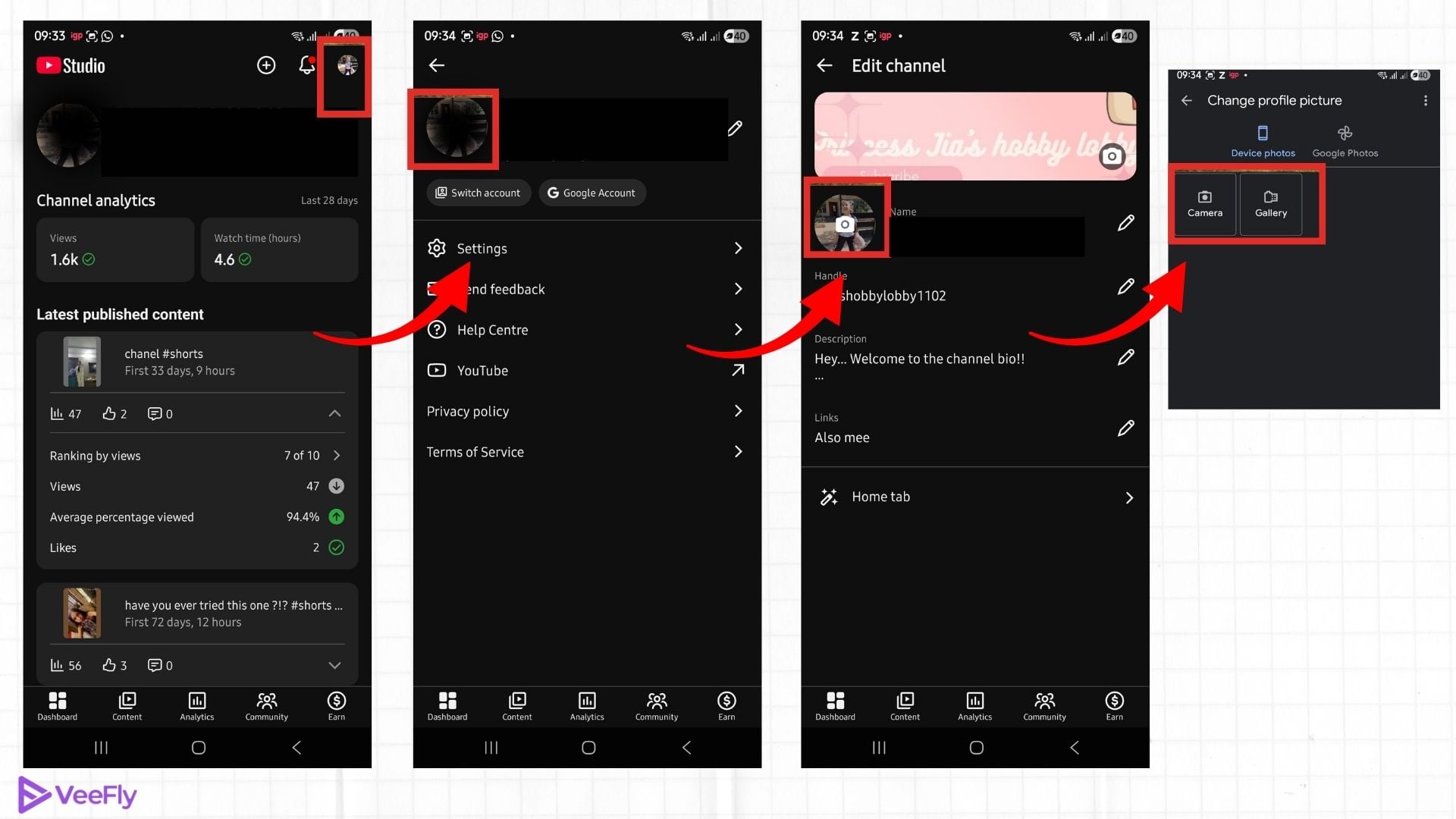 change profile picture on mobile