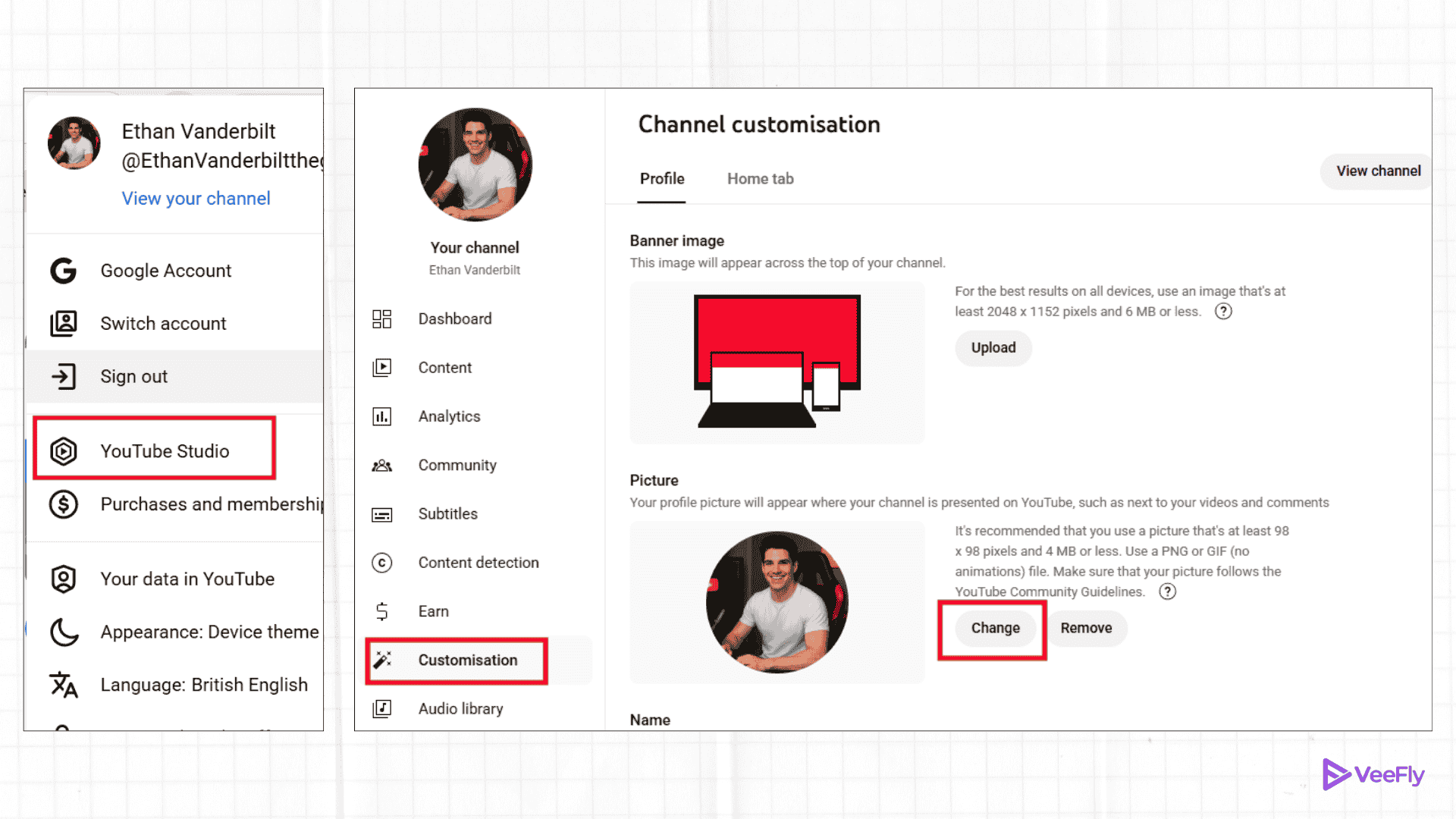 Steps on how to set YouTube profile picture