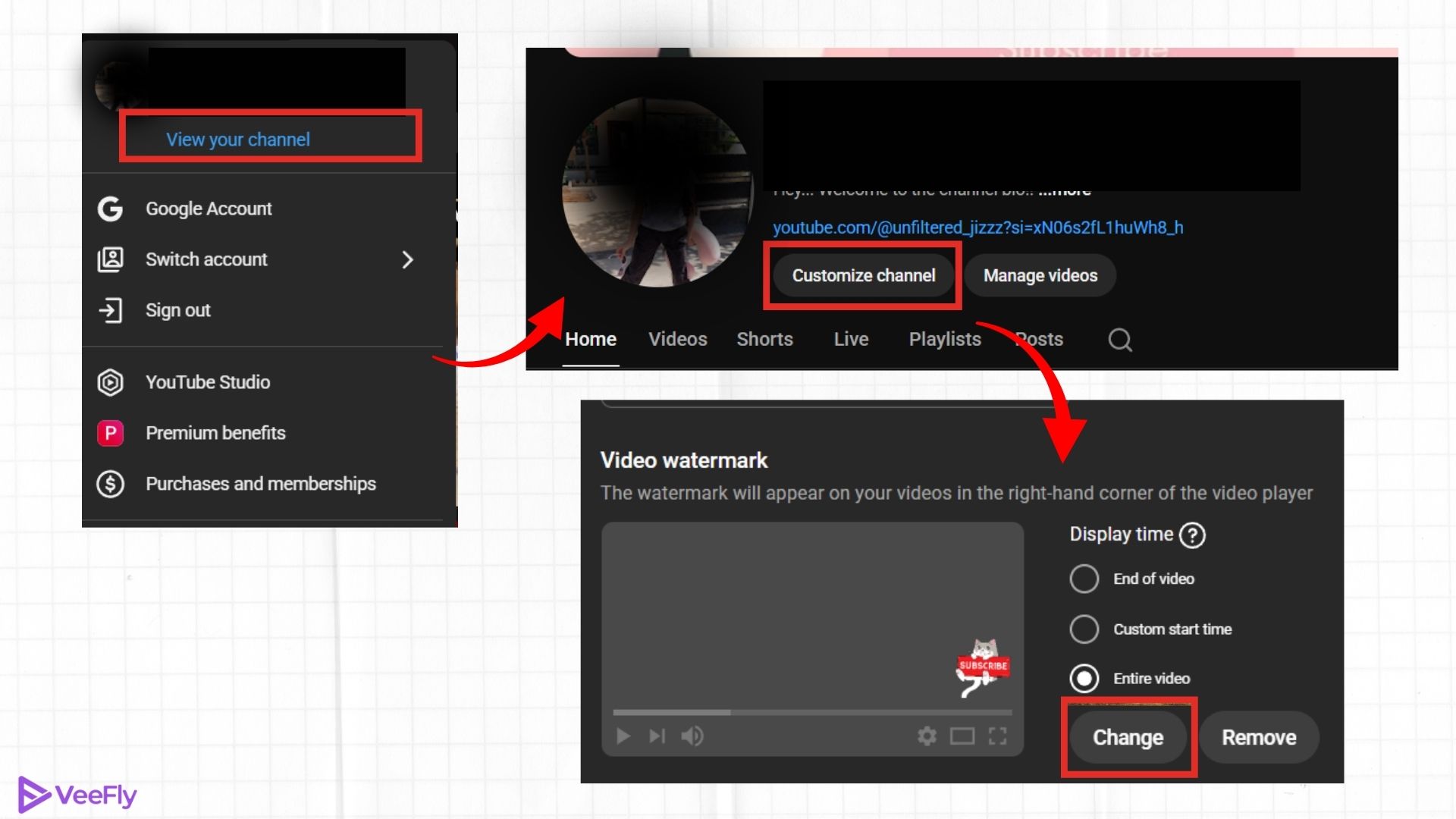 change video watermark on desktop