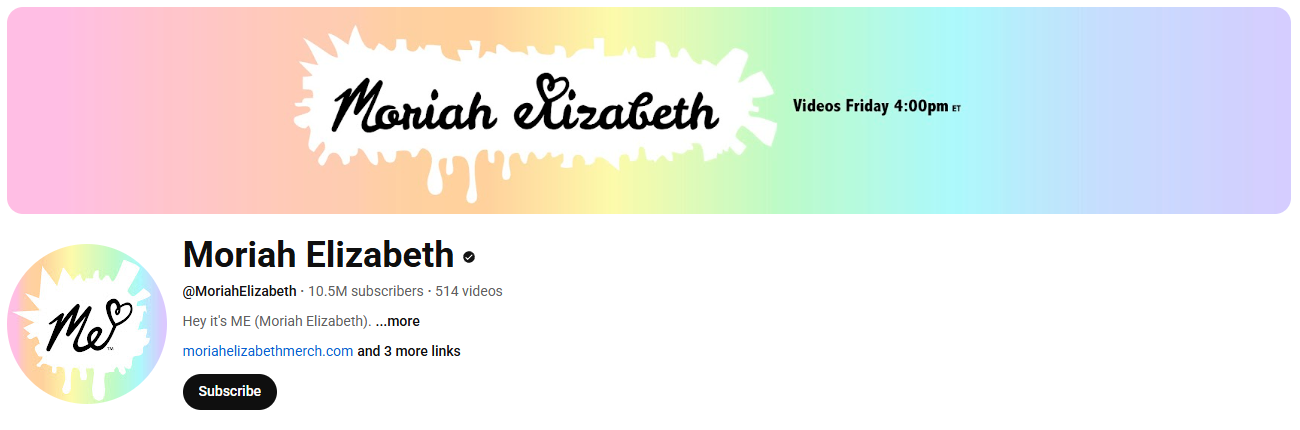 Moriah Elizabeth YouTube Channel