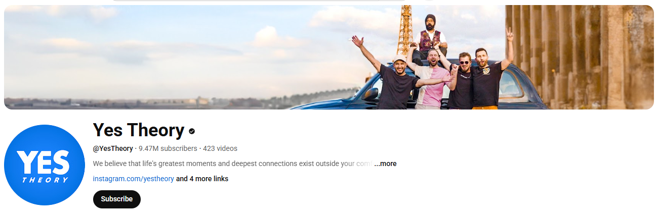 storytelling aspect of yes theory youtube channel