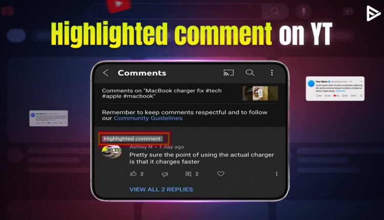 highlighted comment on YT