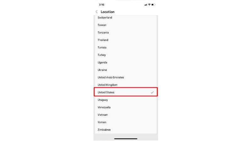Choose-your-location-iphone-to-change-language-on-YouTube