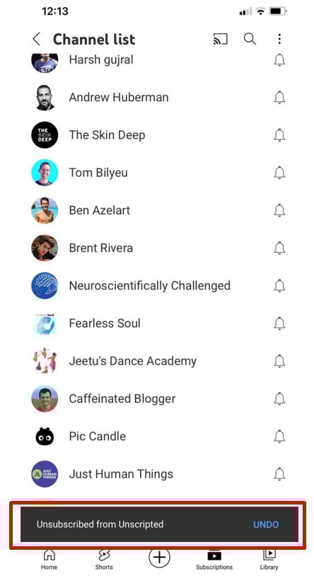 youtube channel unsubscribed
