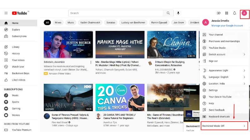 Youtube-restricted-mode-option