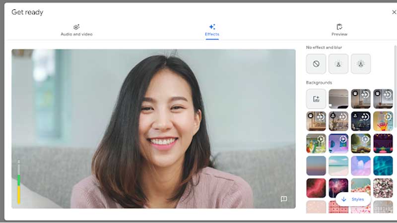 google meet visual effects extension