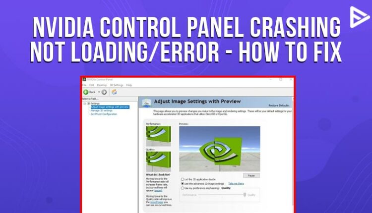 nvidia control panel crashing at manage 3d settings