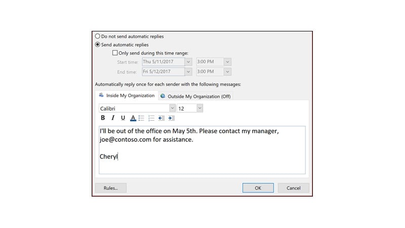 Steps To Set Out Of Office In Outlook 