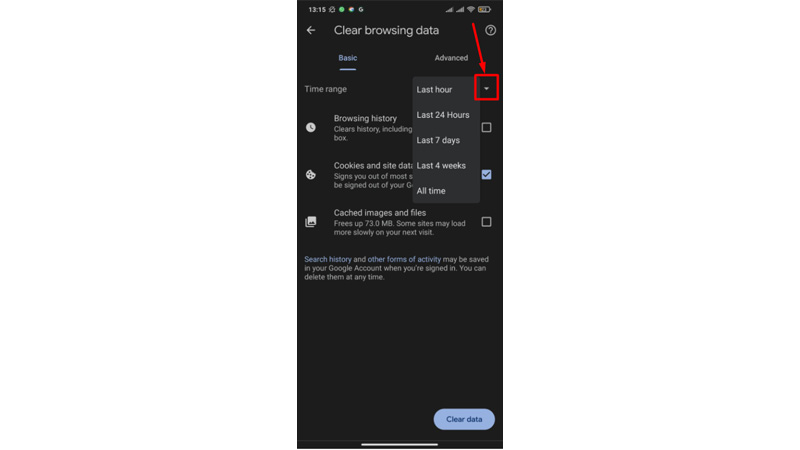 clear cookies on smartphone