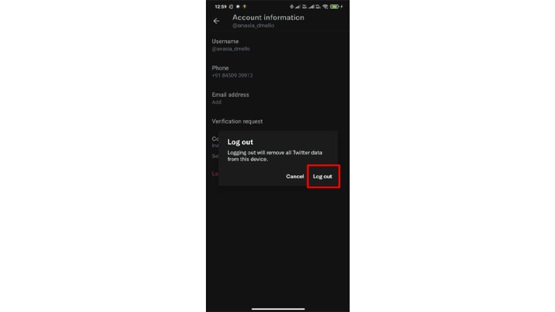logout from Twitter app on Android