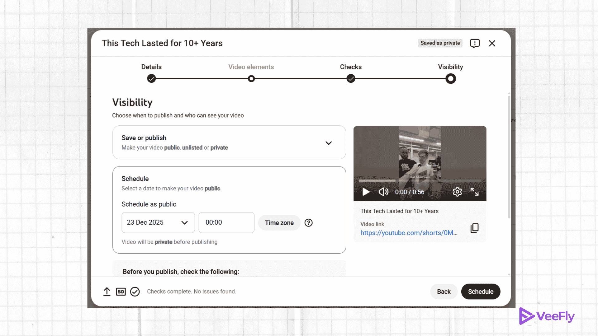 Schedule steps on how to upload YouTube Shorts from pc
