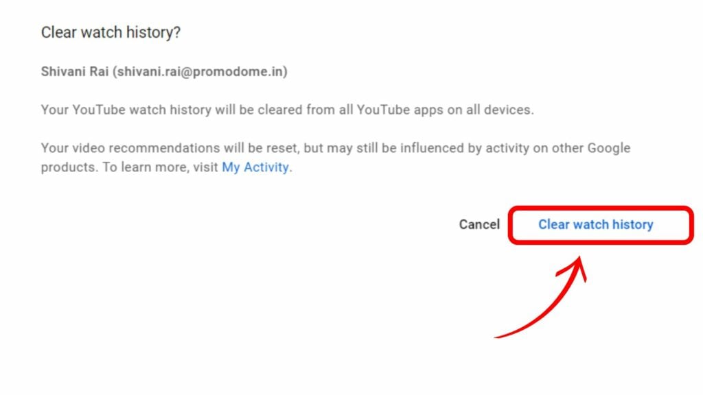 How do i clear my watch history on online youtube