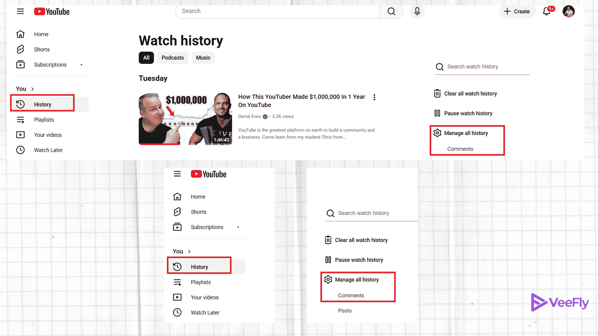 How to see YouTube comment history