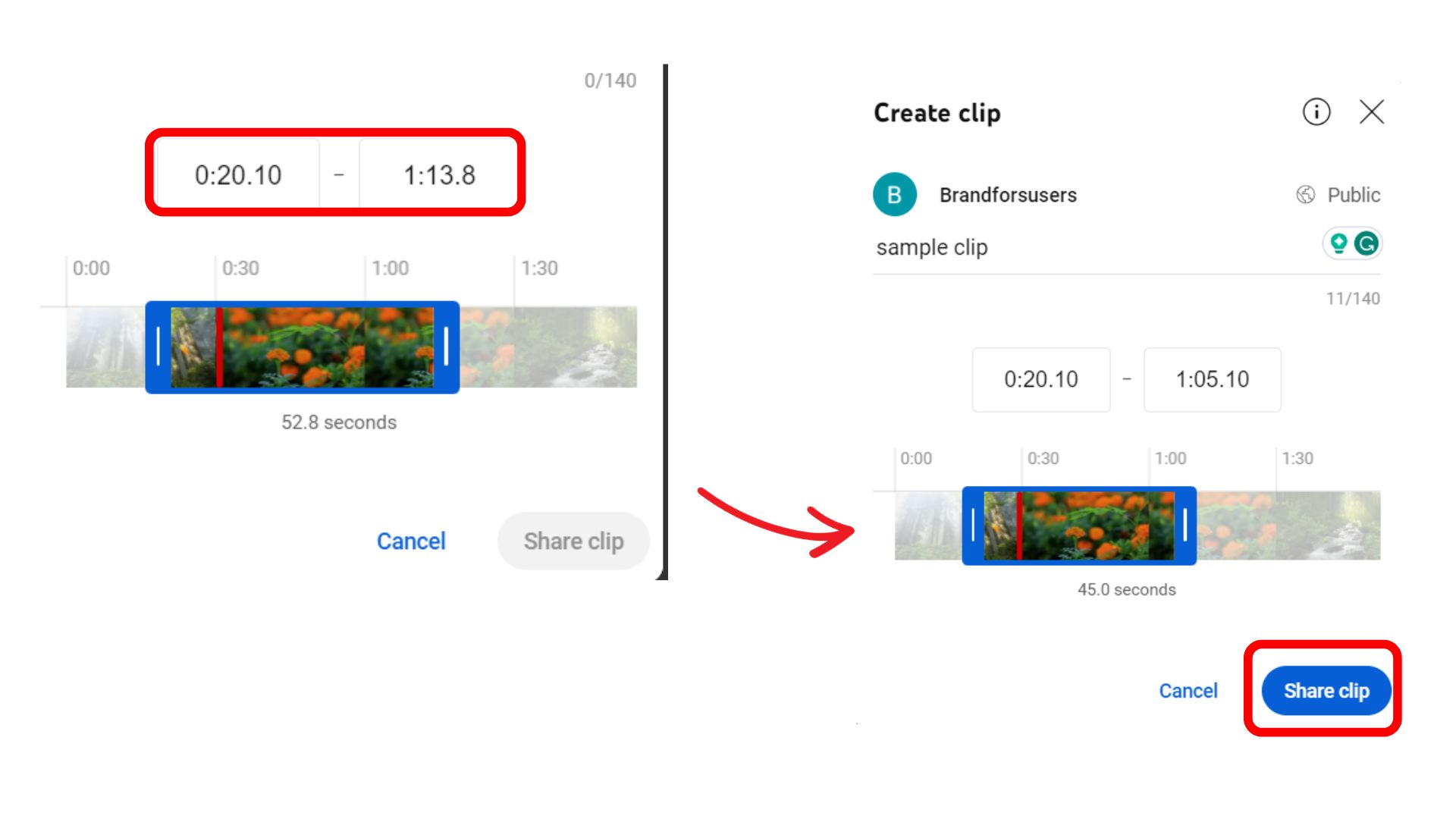 Select the Duration of Clip