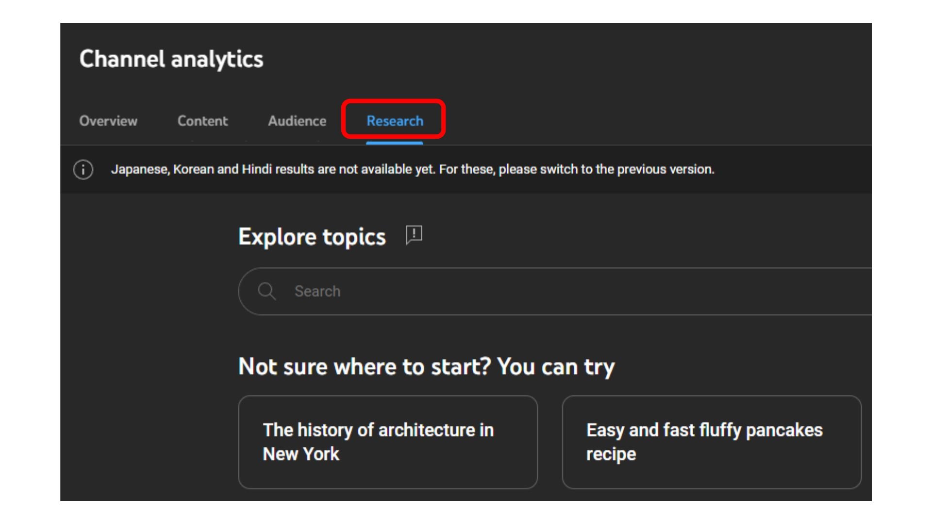 YouTube search insights tool