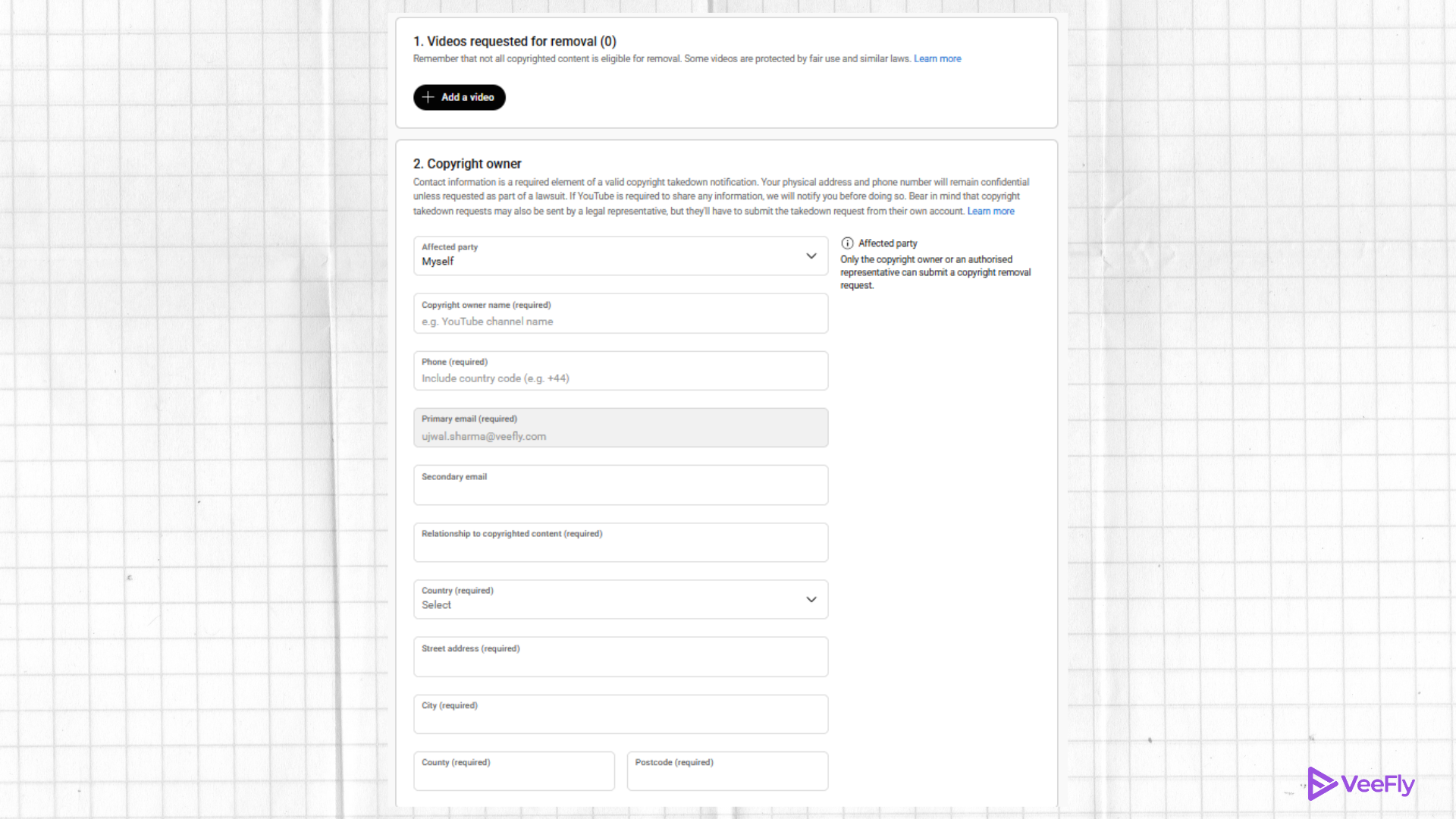 Add video in Copyright Match tool