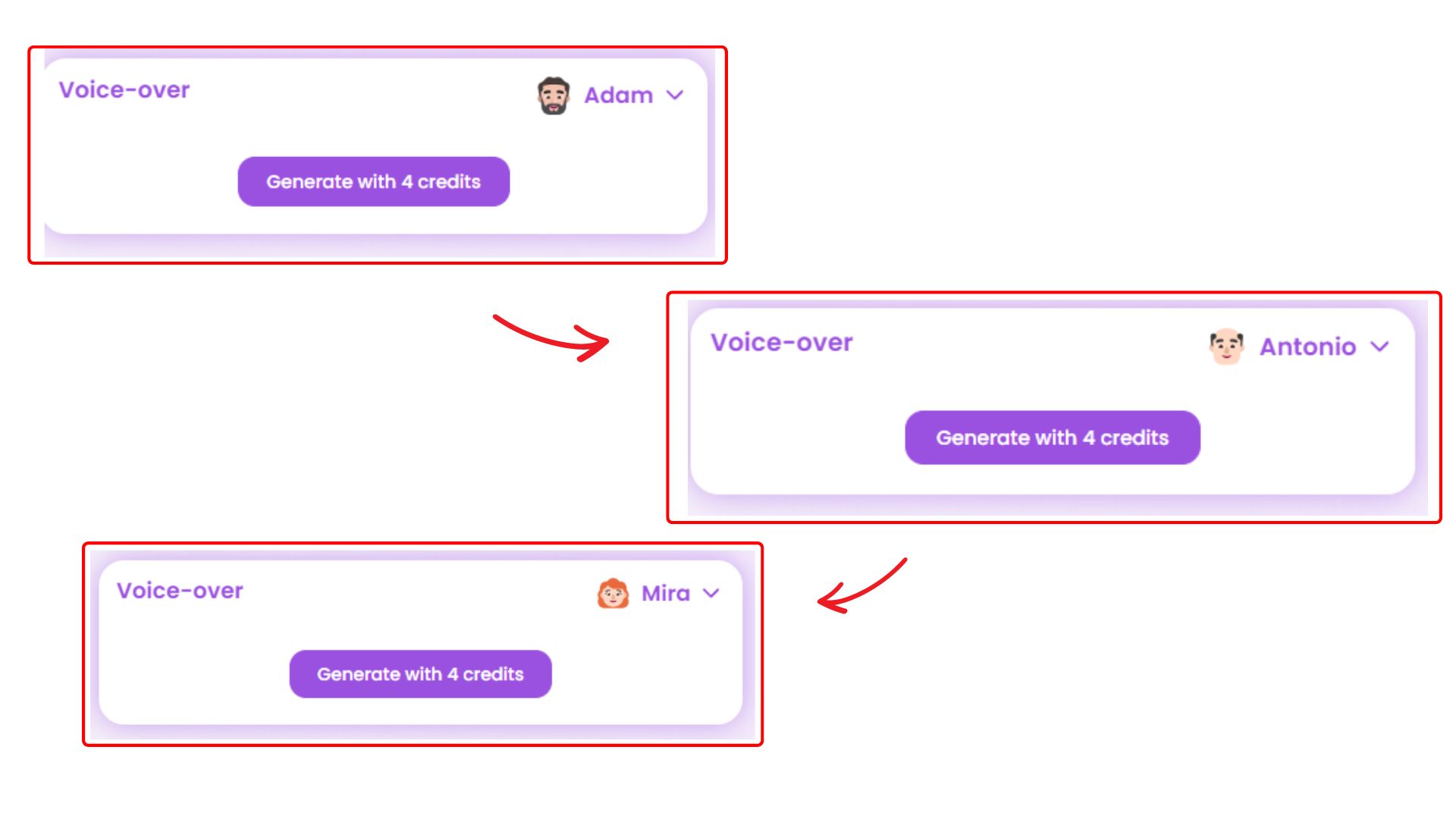 Get different voiceovers