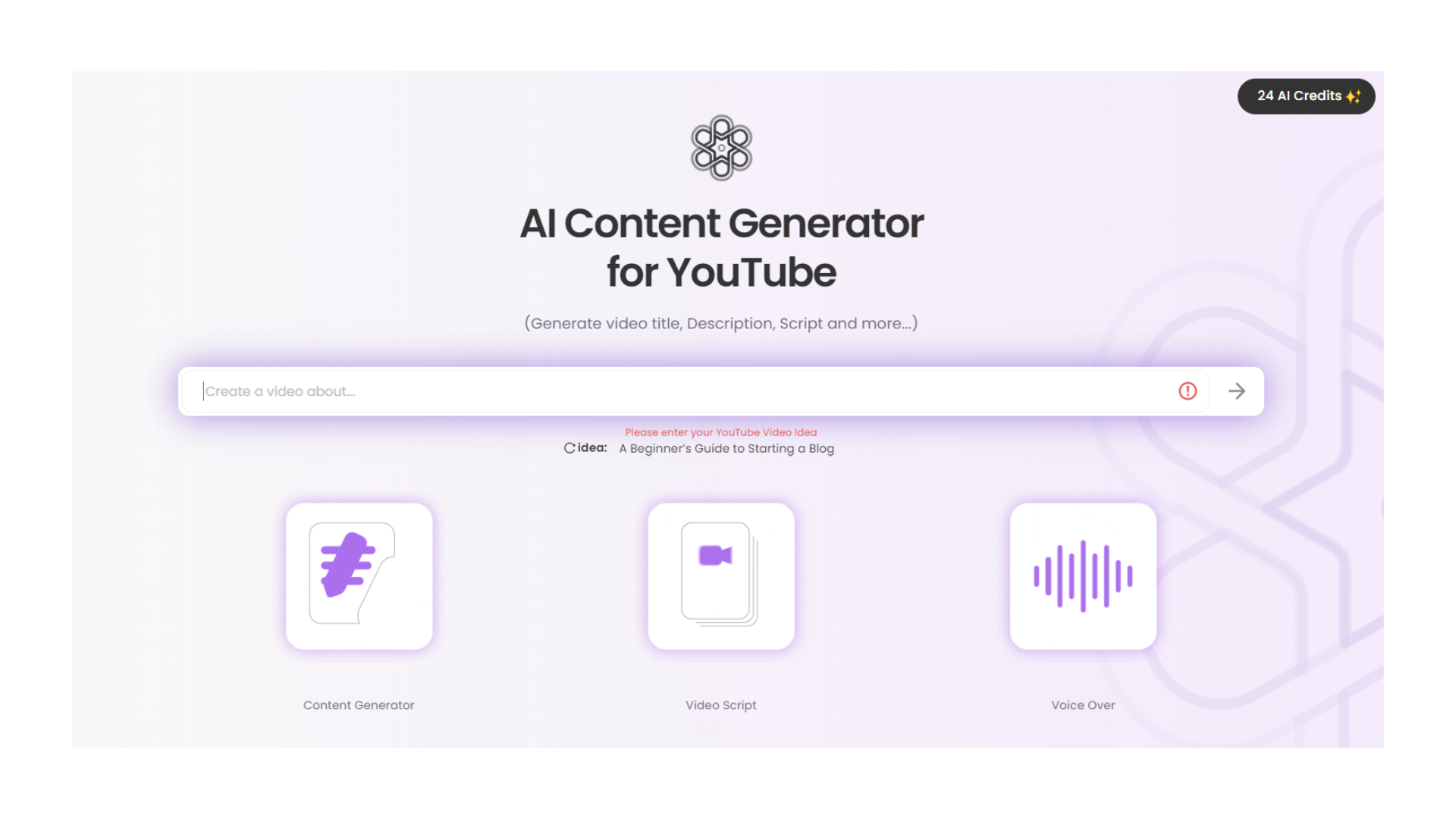 VeeFly Content Generator - YouTube AI