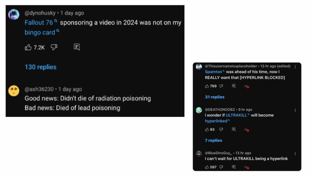 YOUTUBE-HYPERLINK-COMMENT-VIDEO SECTION