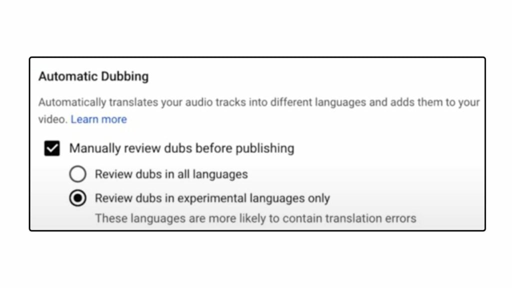 YOUTUBE AUTOMATIC-DUBBING-TOOL