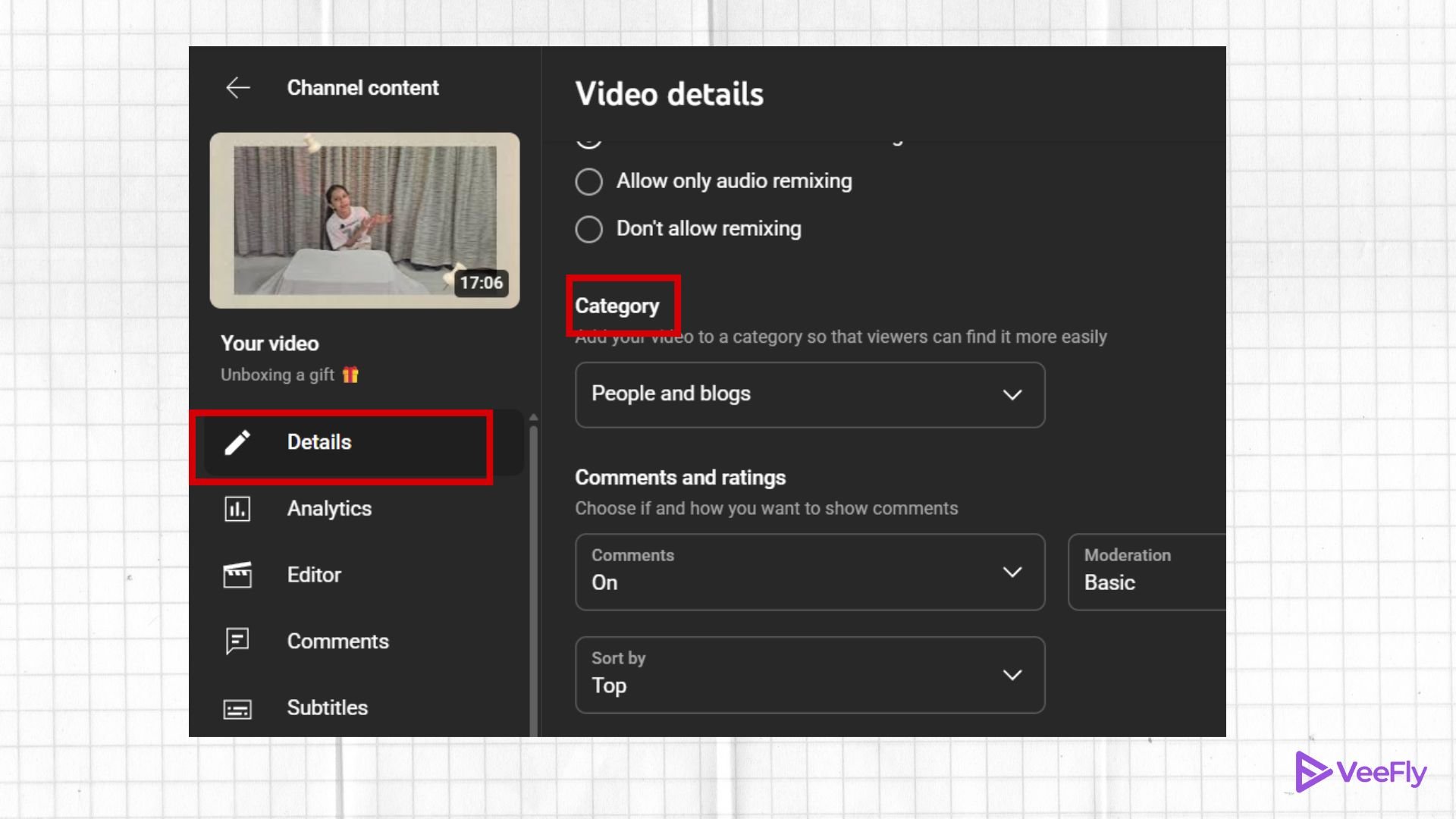 youtube category change