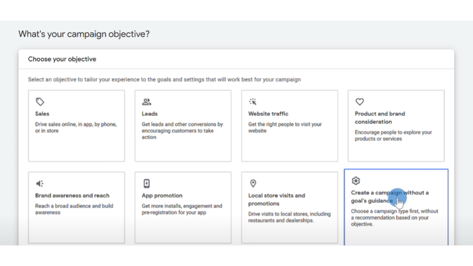how to advertise your YouTube video using campaign objectives in google ads