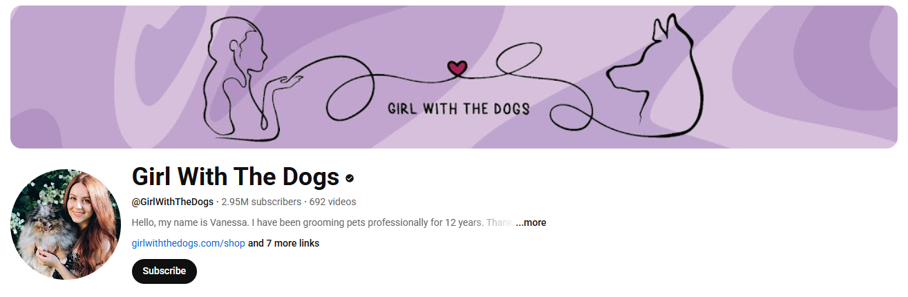 girl with the dog a female YouTubers channel