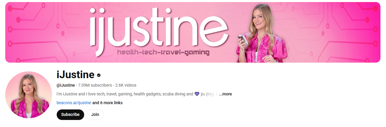 I justine YouTube channel
