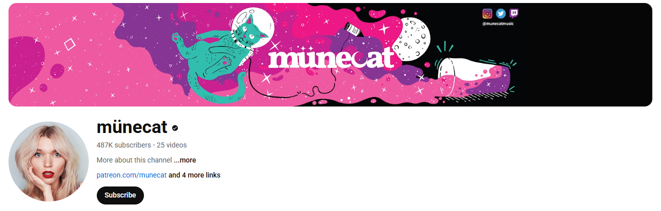 munecat a female YouTubers channel