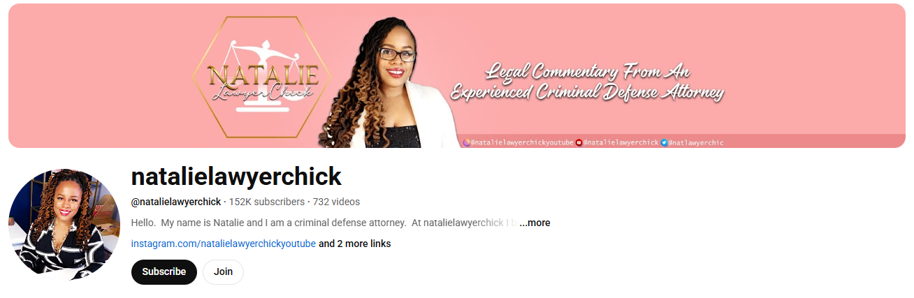 natalielawyerchick YouTube channel
