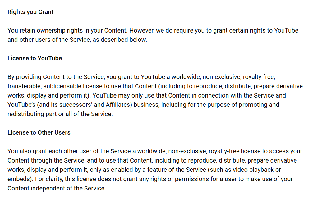 Google uses creators YouTube Data here are terms of service form YouTube official page