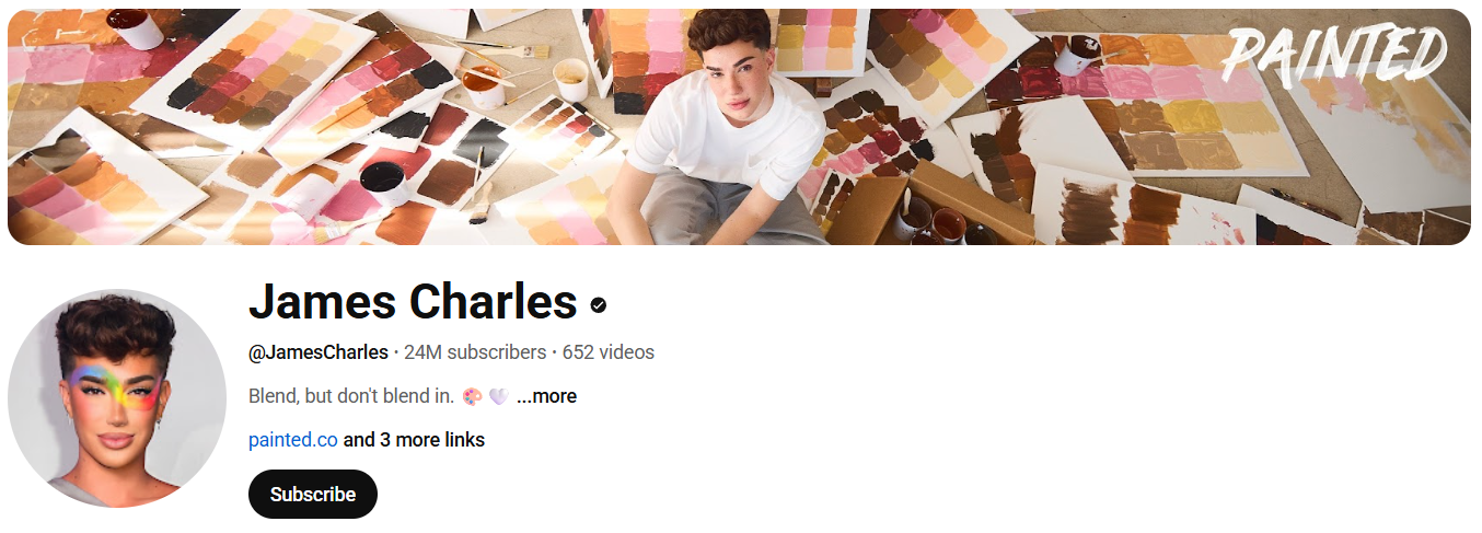 James Charles beauty content on YouTube