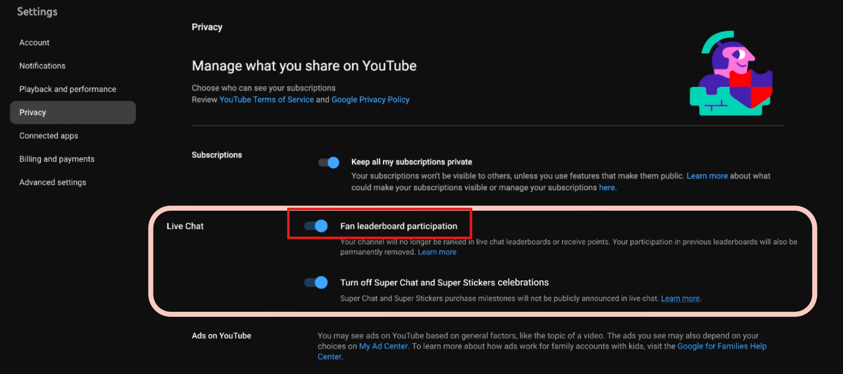 Live stream leaderboard have toggle on off feature