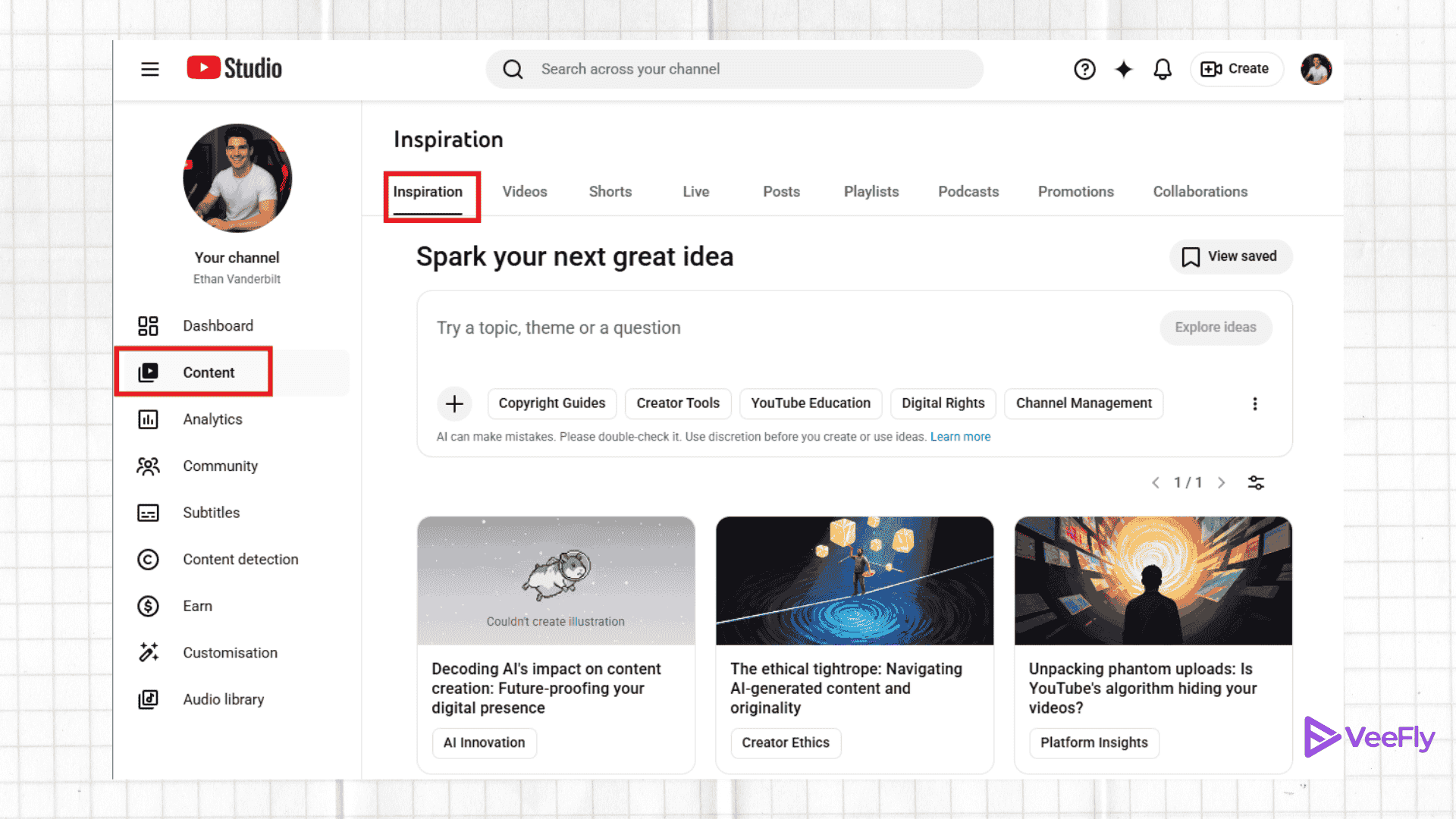 More prompts in YouTube inspiration tab