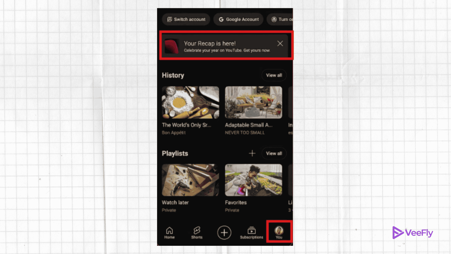 YouTube recap on mobile