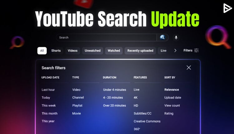 YouTube search filters