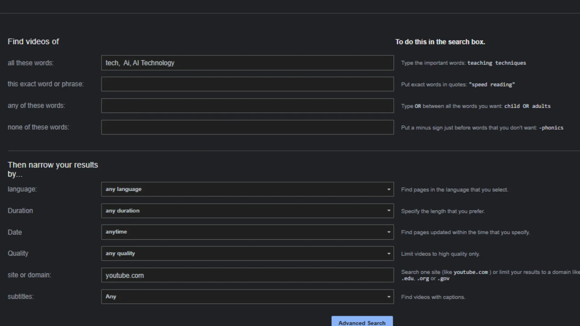 how to find old YouTube videos advanced google search