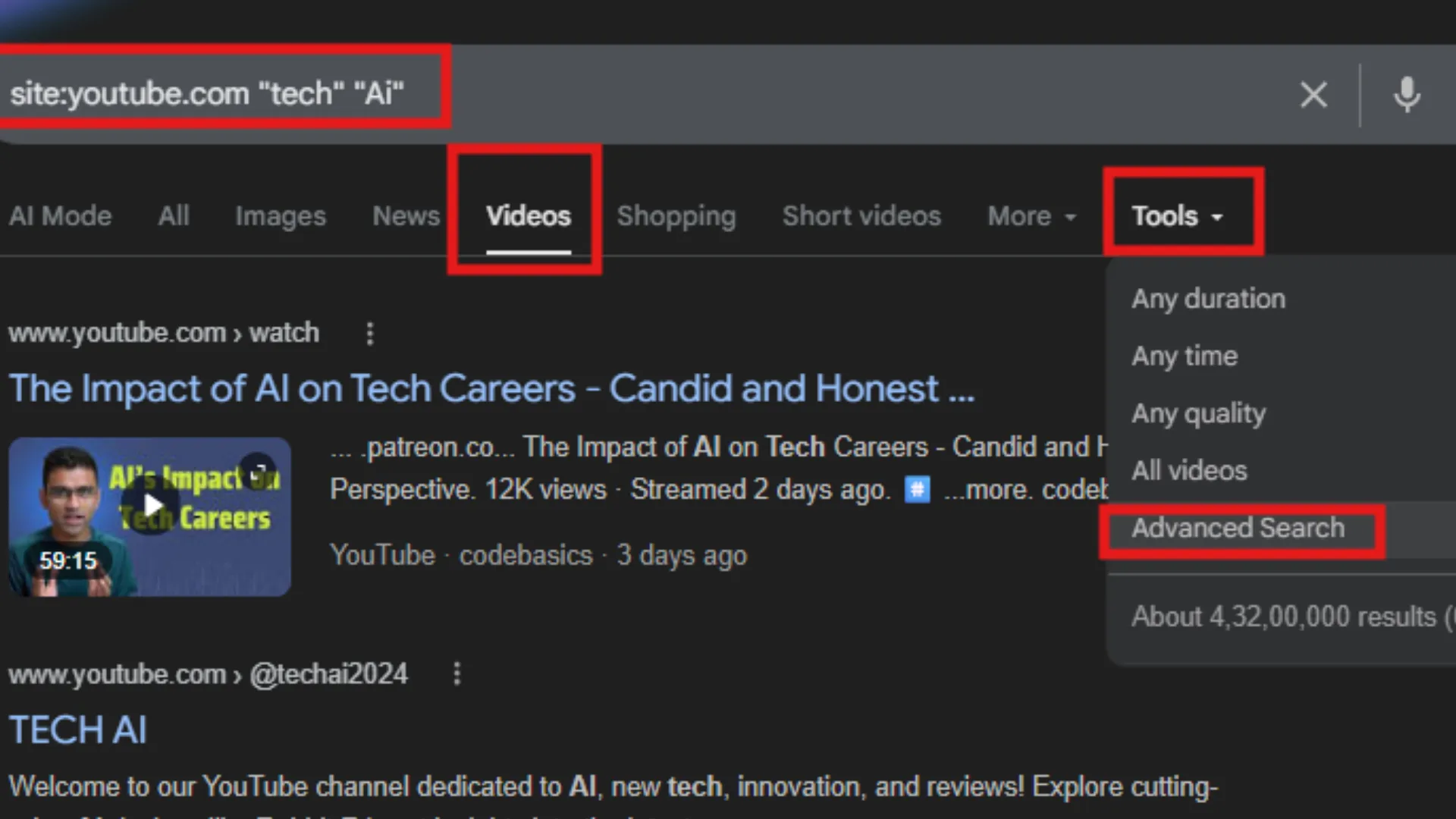 how to find old YouTube videos using search results