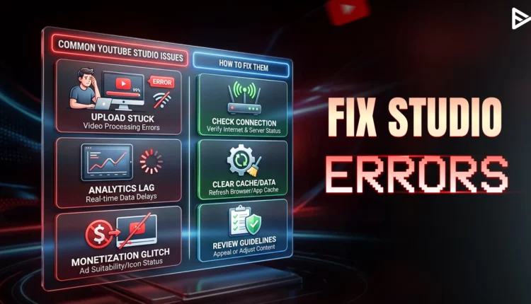 An blog thumbnail highlighting YouTube Studio issues