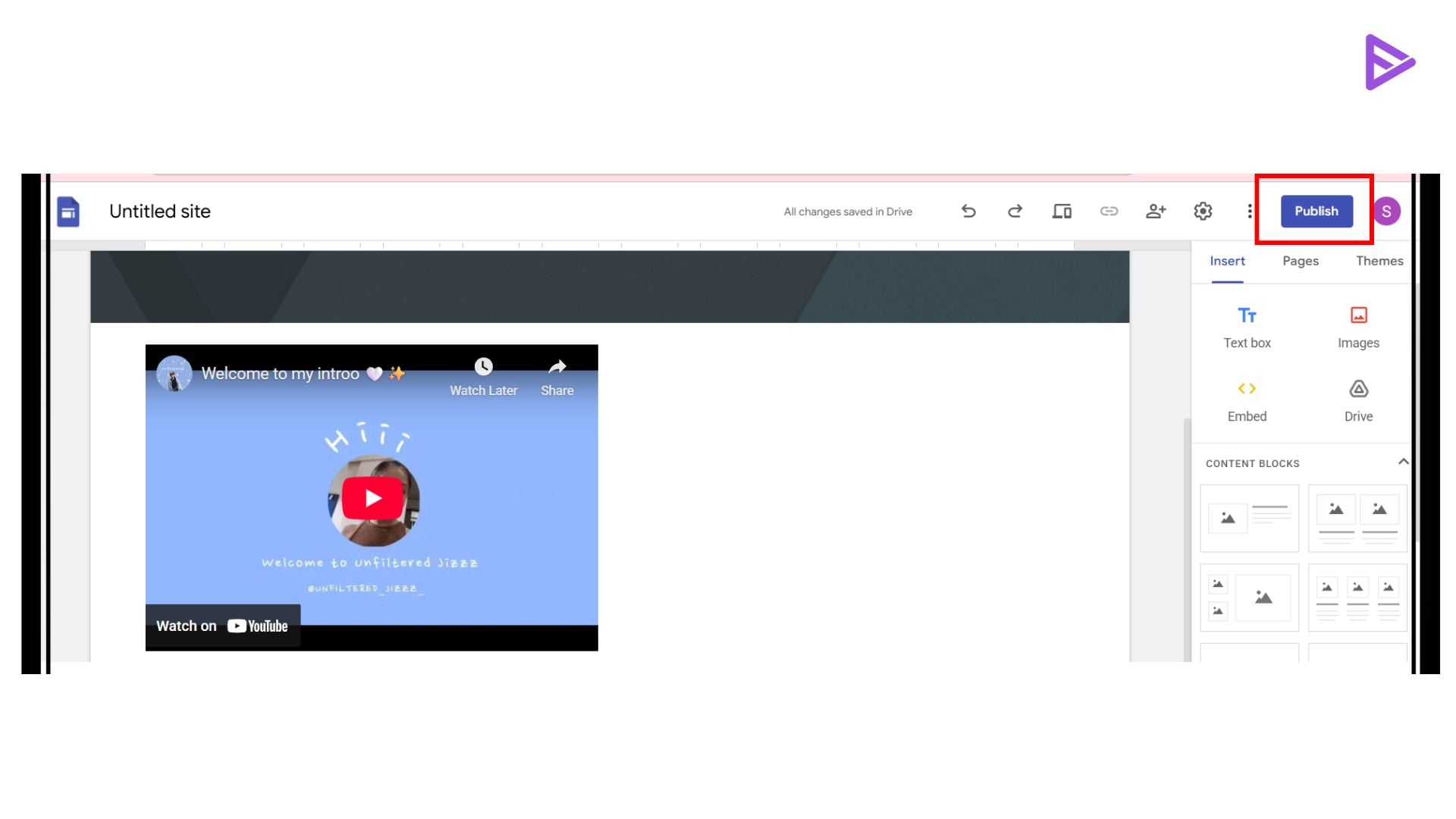 insert a video to google sites