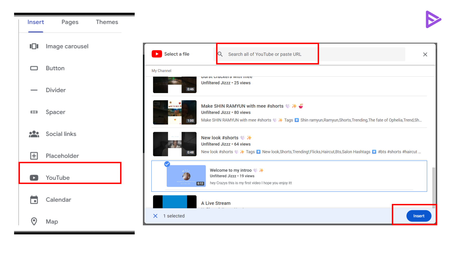 video to google sites