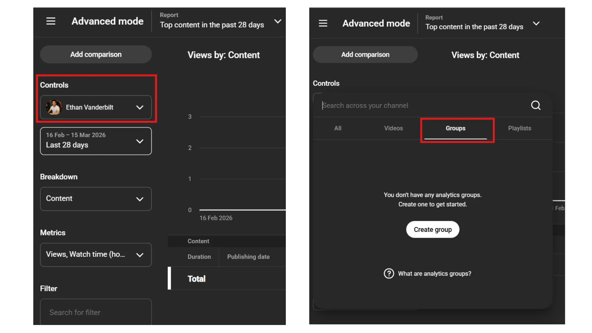 Groups controls advance settings YouTube