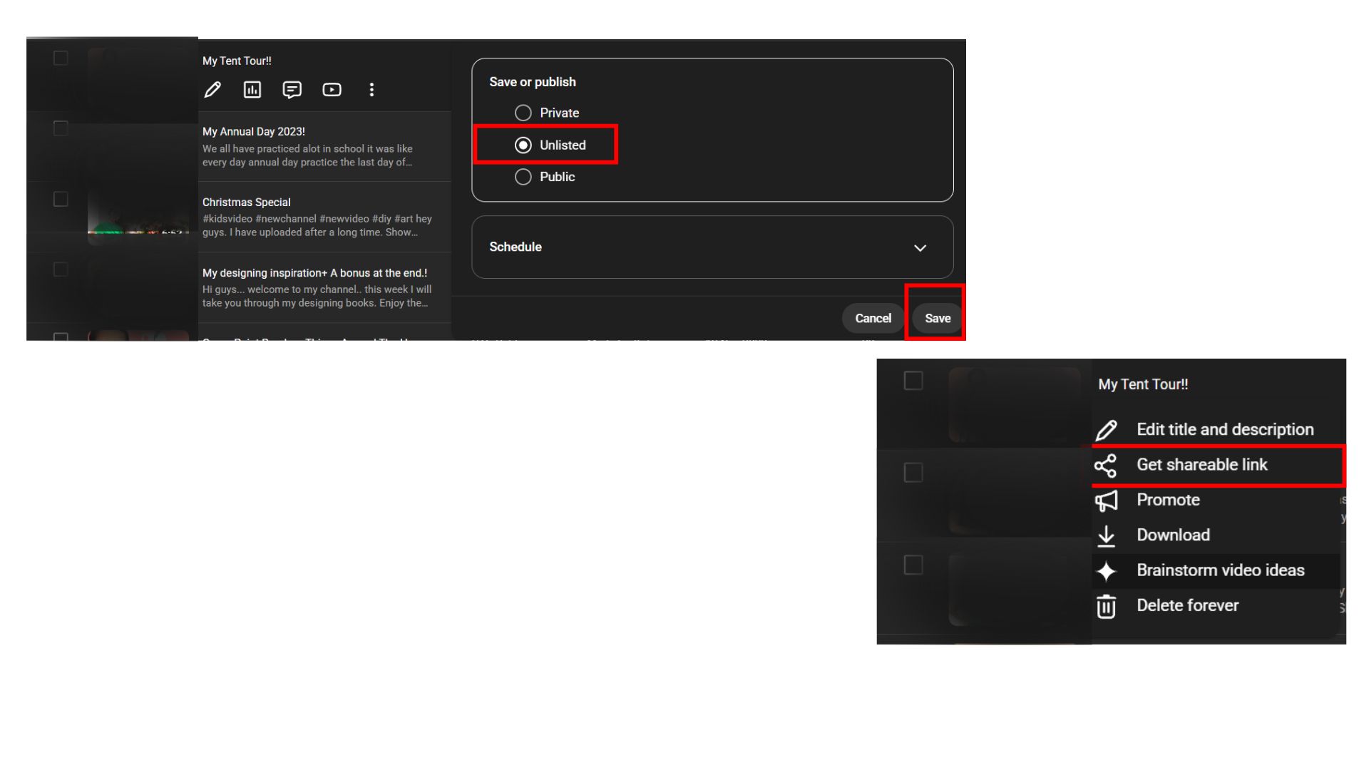 create sharable video link