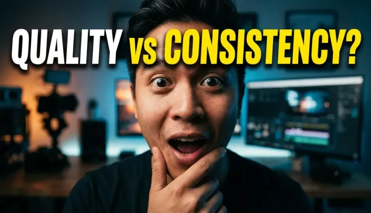 An image showing what is more important quality and consistency for youtube