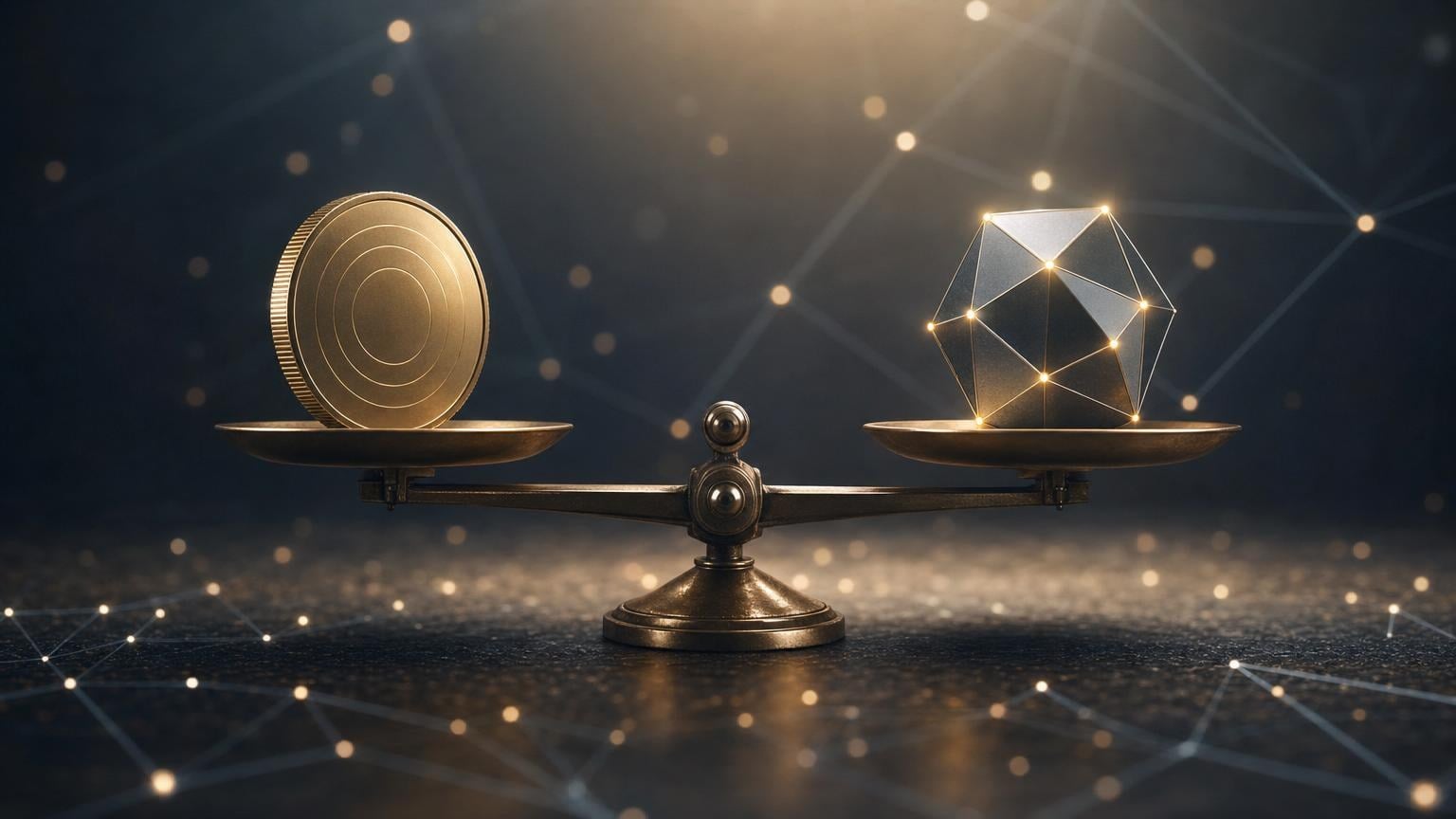 A layered blockchain diagram comparing a network’s native coin with fungible and non-fungible tokens issued on top of it