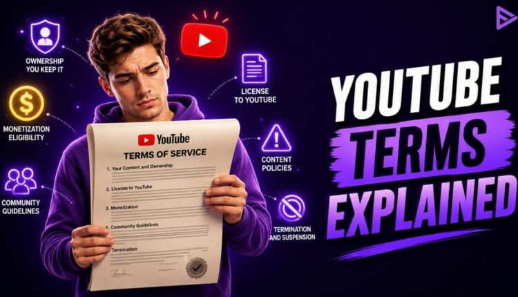 Creator reviewing YouTube's terms of service before uploading a video