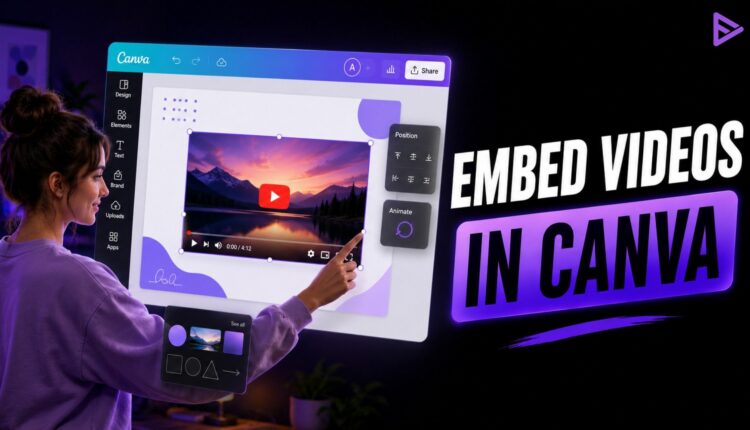 YouTube video embedded as a playable frame inside a Canva design.