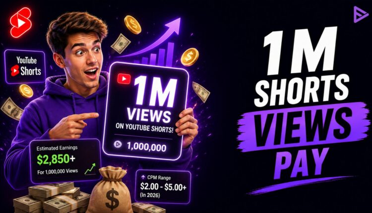 Creator checking YouTube Shorts earnings for 1 million views in YouTube Studio